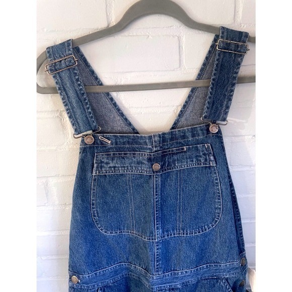 Vintage Lee Riveted by Lee‎ Denim Carpenter Short Overalls Blue Retro Stone  XL - Picture 3 of 6